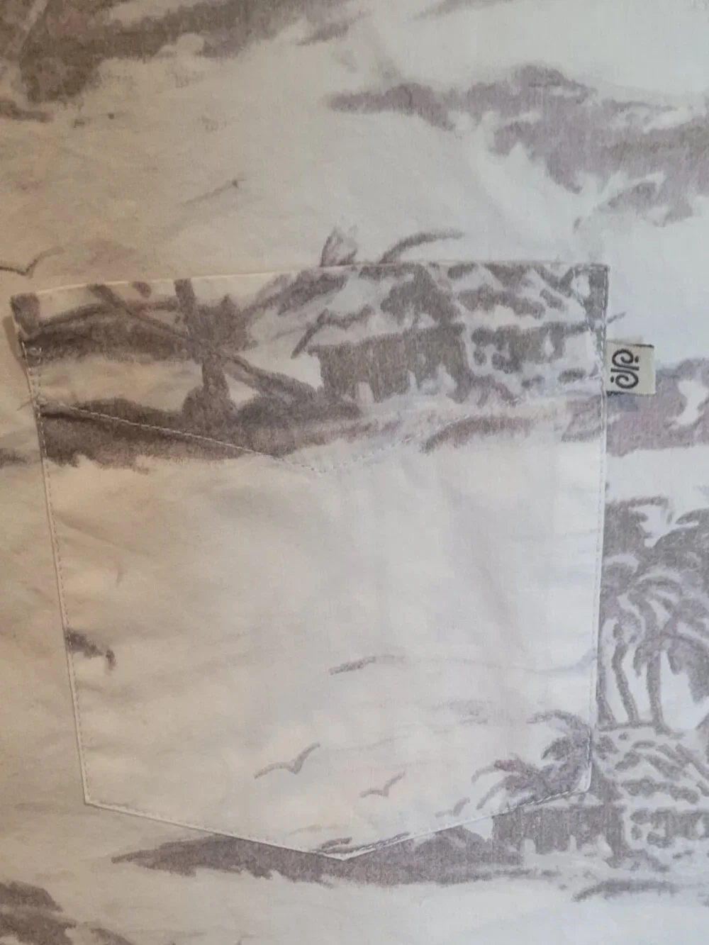 Men's Hawaiian Shirt XL SOLITUDE Gray White Cotton Short Slve Button Down Pocket